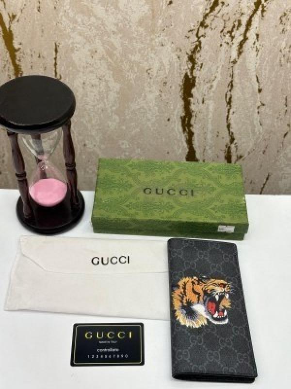 GUCCI TIGER LONG WALLET WITH OG BOX AND DUST BAG AND CARD (BLACK) S09
