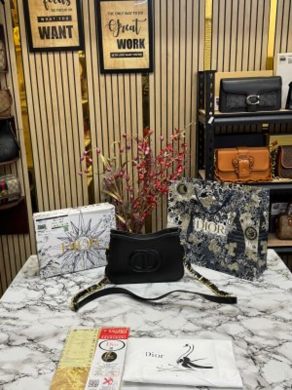 CHRISTIAN DIOR SIGNATURE HOBO SHOULDER BAG WITH OG BOX AND DUST BAG INCLUDING CARRY BAG (FULL BLACK) (Copy)
