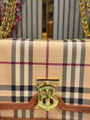 Burberry TB Monogram Quilted Shoulder Bag With Box And Dust Bag