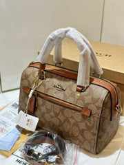 coach Rowan Signature Canvas Stachel Bag With Box Dust cover Sling Belt 5820