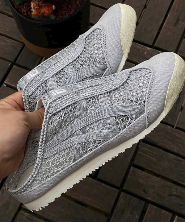 Onitsuka Tiger Mexico 66 Sabot mules in pure silver