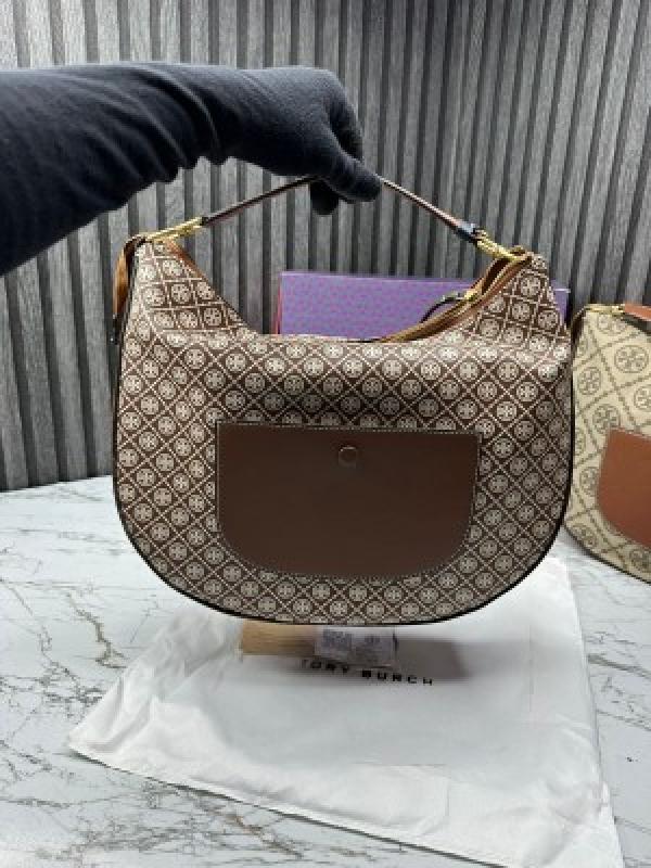 TORY BURCH BRITTEN SATCHEL WITH OG BOX AND DUST BAG (SMALL MONO) (S14) DAMAGE BOX
