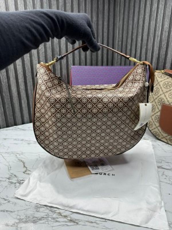 TORY BURCH BRITTEN SATCHEL WITH OG BOX AND DUST BAG (SMALL MONO) (S14) DAMAGE BOX