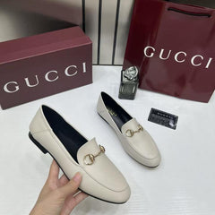 WMNS GUCCI horsebit Leather White Loafer For Her