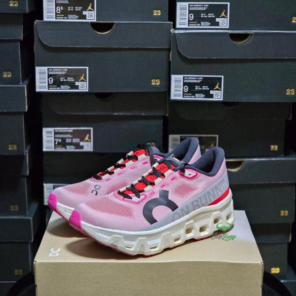 On Cloud monster Hyper running shoes in a red cream