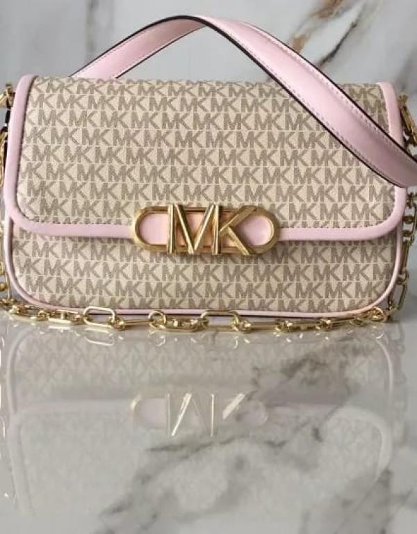 Michael Kors Parker Medium Logo Shoulder Bag With Dust Bag & OG Box 22319 Pink