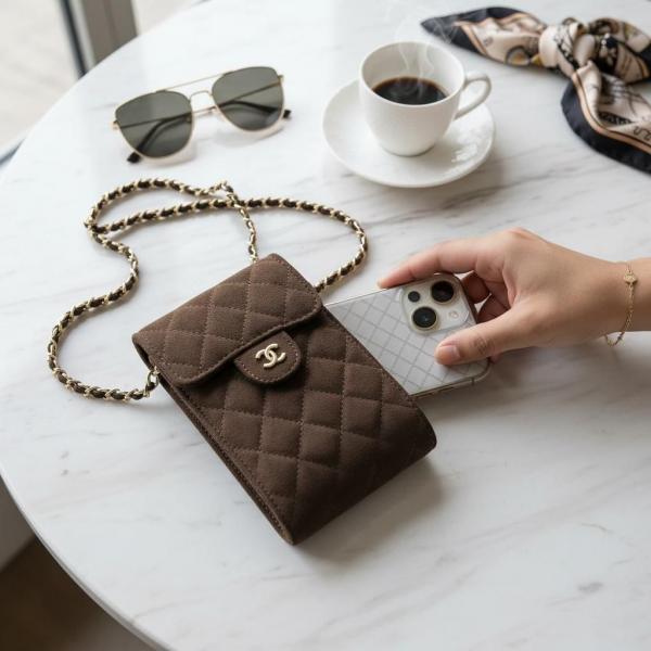 Chanel mobile holder cum sling bag with box 6048