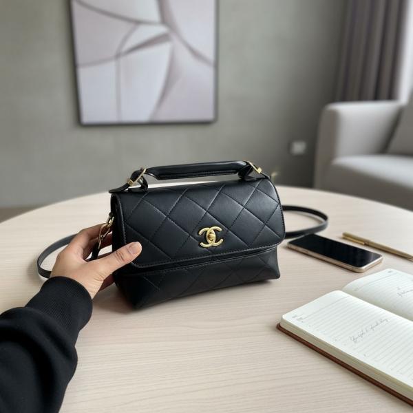 Chanel large top handle flap suede material handbag with box 6054