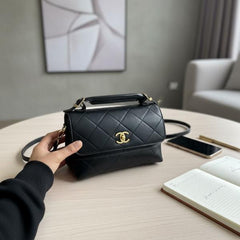 Chanel large top handle flap suede material handbag with box 6054