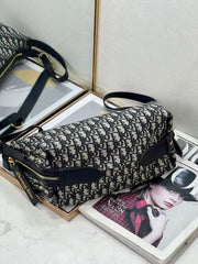 Christian Dior D Journey Bag in Black Oblique Jacquard Canvas With Dust Cover & Carry Bag 81 Black