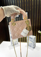 Lady Dior signature matt small bag with OG box 18 Cm