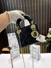 Lady dior signature matt small bag with OG box 18 Cm(matt black)