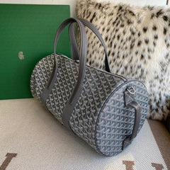 Goyard Barrel 40 Sports Bag In the Grey Colorway Mini Duffle With Dust Cover Grey