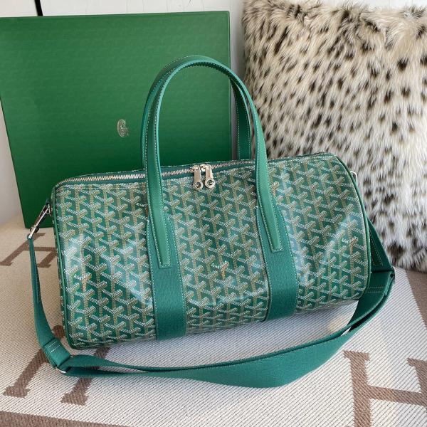 Goyard Barrel 40 Sports Bag In the Green Colorway Mini Duffle With Dust Cover Green