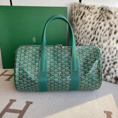 Goyard Barrel 40 Sports Bag In the Green Colorway Mini Duffle With Dust Cover Green
