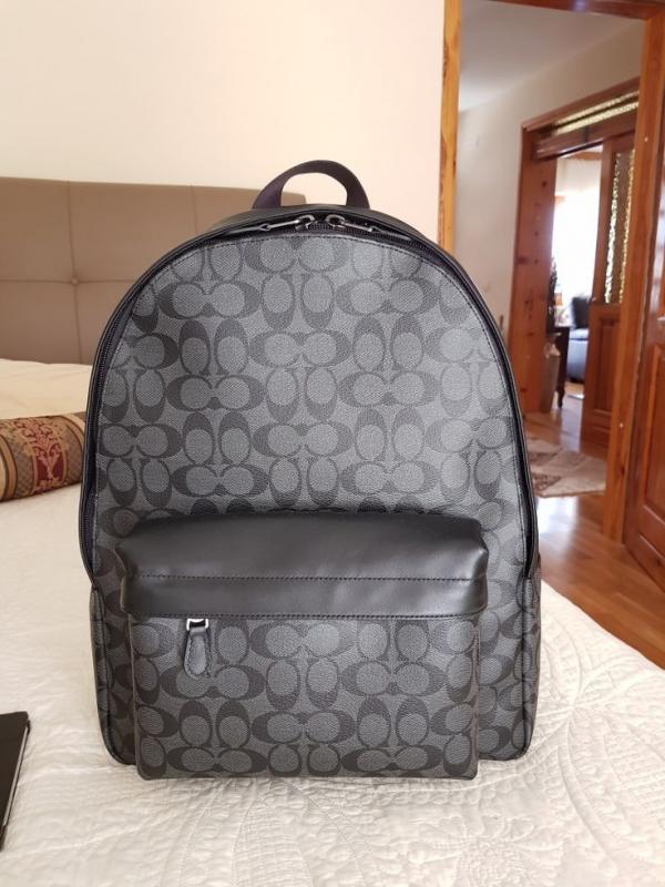 Coach Houston Backpack 55398 Black Flower Signature Canvas With Dust Cover Carry Bag