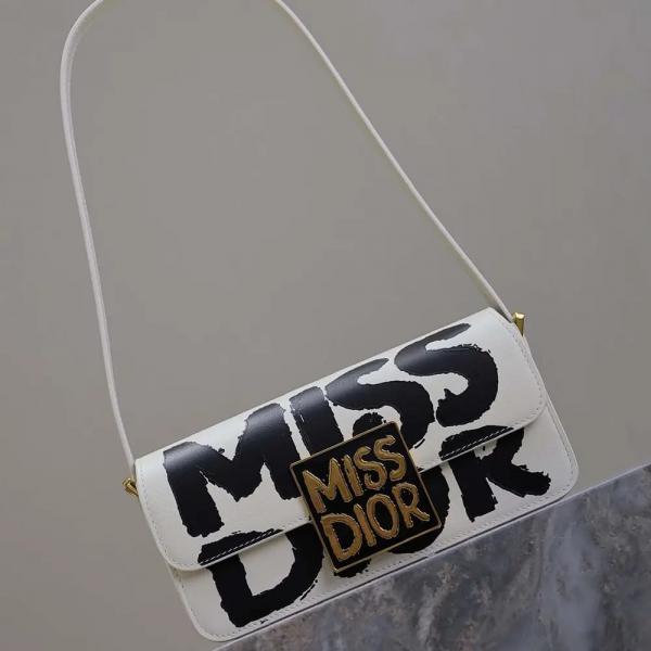 Miss Dior 2025 White Dior Flap Shoulder bag With OG Box Dust Bag & 2 belts White D2426