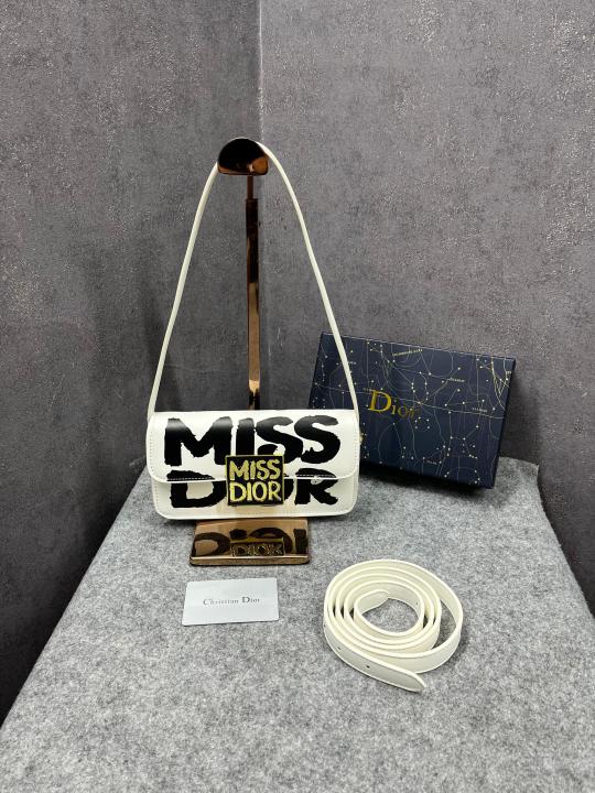 Miss Dior 2025 White Dior Flap Shoulder bag With OG Box Dust Bag & 2 belts White D2426