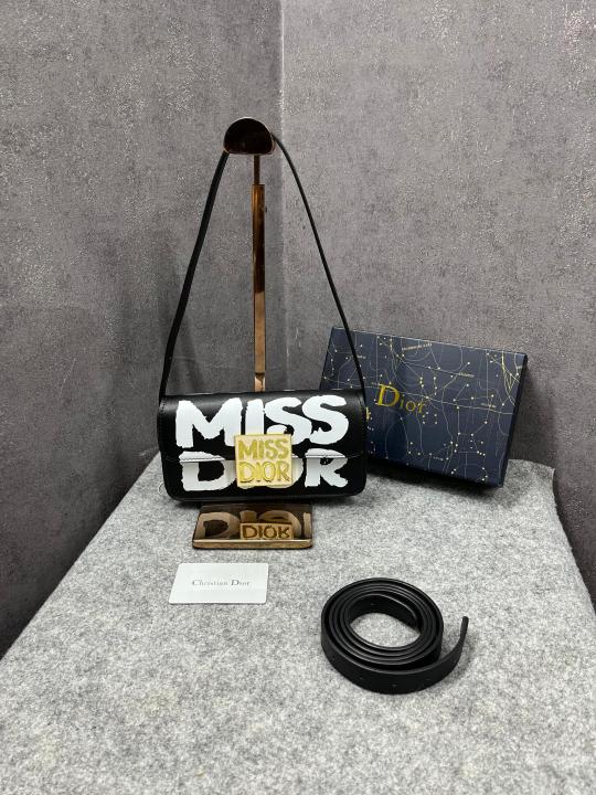 Miss Dior 2025 Black Dior Flap Shoulder bag With OG Box Dust Bag &  2belts Black D2426