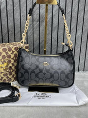 Coach Teri Black Shoulder Bag With OG Box Dust Cover Black