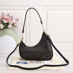Coach Twisted Teri Shoulder Bag Signature Canvas With OG Box Carry Bag CB102 Coffee Black