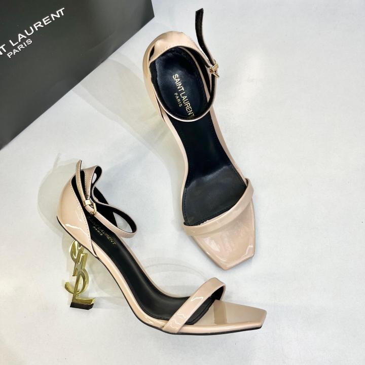 YSL Opyum Heels Premium Black Gold With OG Box Apricot Black
