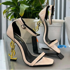 YSL Opyum Heels Premium Black Gold With OG Box Apricot Black