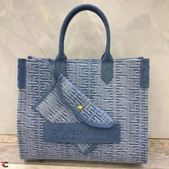 Balmain B-Army Denim Tote Bag With Pouch Denim With Dust Bag 990