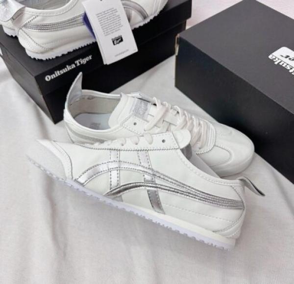 Onitsuka Tiger Mexico 66 White Silver Girls Metallic D 1888