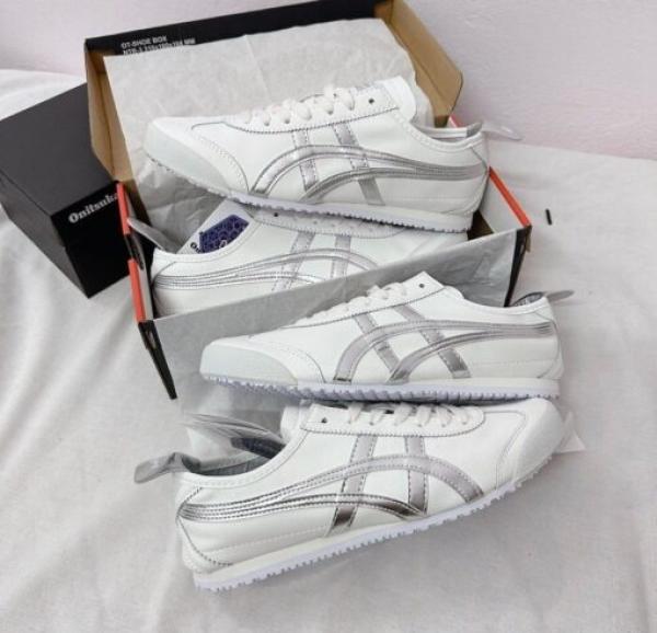 Onitsuka Tiger Mexico 66 White Silver Girls Metallic D 1888
