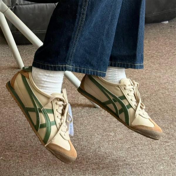 Onitsuka Tiger Mexico 66 Beige Grass Green Girls D 1882