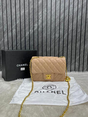 Chanel Khakhi Mini Flap Crossbody Bag With Original Box DustCover