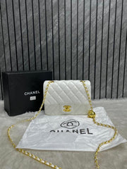 Chanel White Mini Flap Crossbody Bag With Original Box Dust Cover
