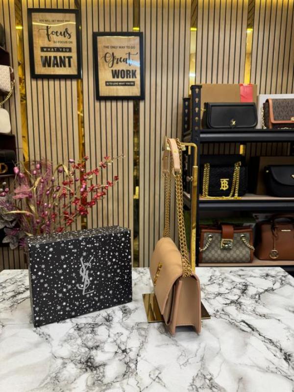 Yves Saint Laurent Ysl Sunset Shoulder Bag With Box And Dust Bag Apricot 8878