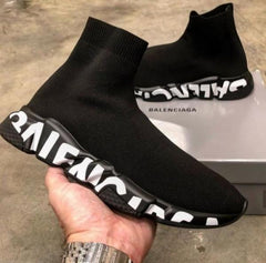 Balenciaga Speed Trainer Black White Graffiti