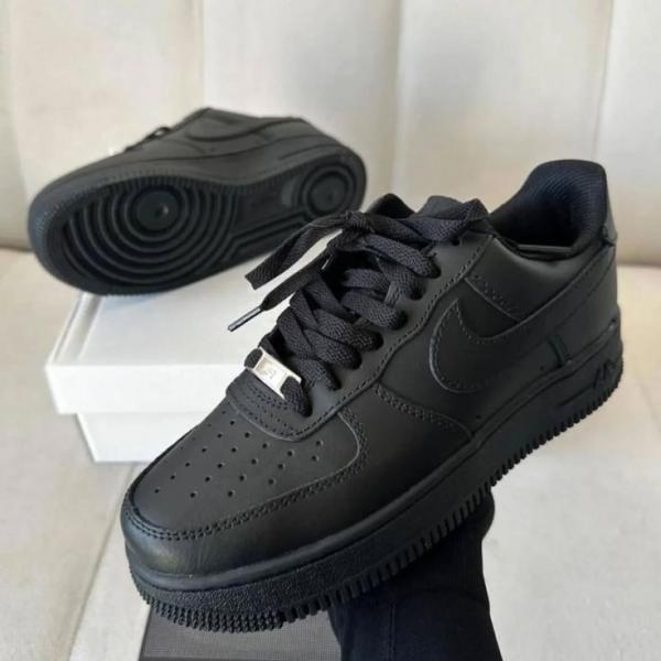 Nike Airforce 1 Short Leather Black Women With Bustbag