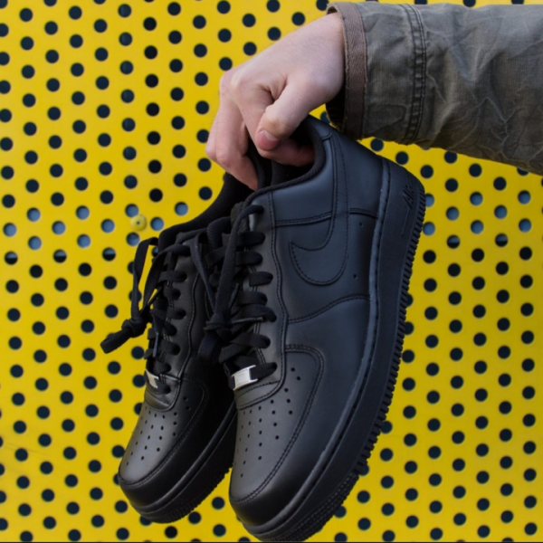 Nike Airforce 1 Short Leather Black Women With Bustbag