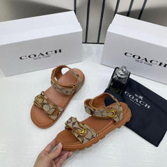 Coach Monogram Brown Sandals Flats For Women With Original Box And Dustcover