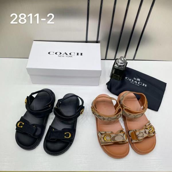 Coach Monogram Brown Sandals Flats For Women With Original Box And Dustcover