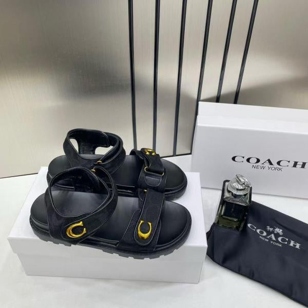 Coach Monogram Black Sandals Flats For Women With Original Box And Dust cover