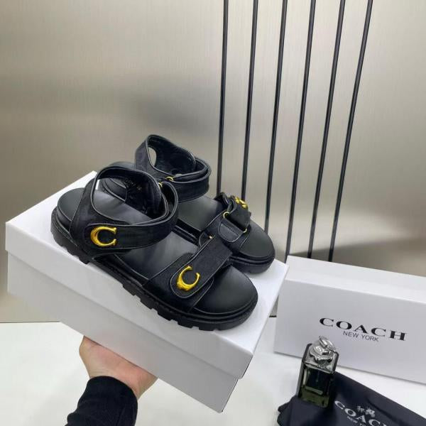 Coach Monogram Black Sandals Flats For Women With Original Box And Dust cover