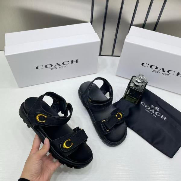 Coach Monogram Black Sandals Flats For Women With Original Box And Dust cover