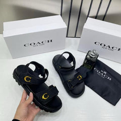 Coach Monogram Black Sandals Flats For Women With Original Box And Dust cover