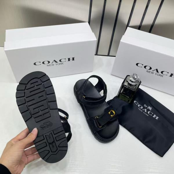 Coach Monogram Black Sandals Flats For Women With Original Box And Dustcover