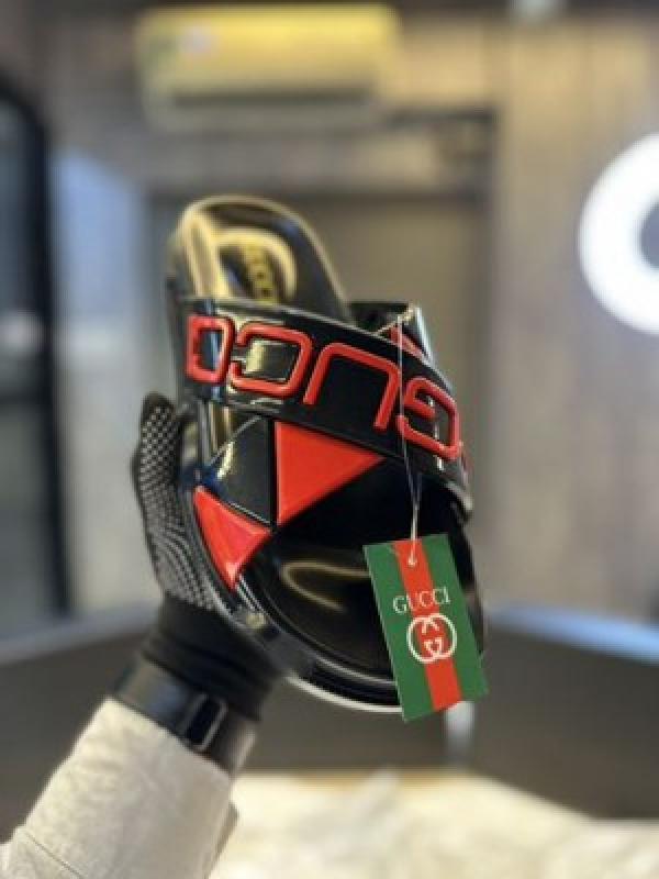 Gucci Logo Slide black red
