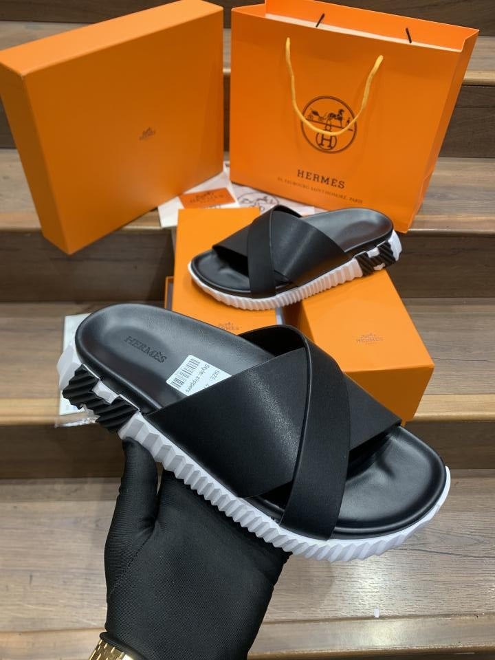HERMES INFRA BLACK WHITE PREMIUM SLIDE