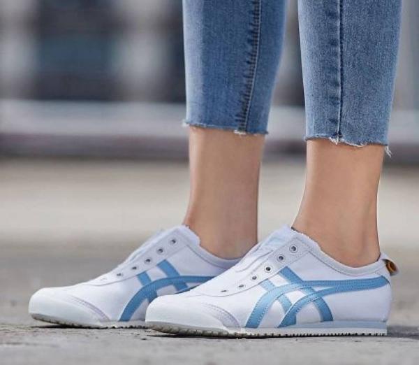 Onitsuka Tiger Mexico 66 Slip On Light Blue White Girls 7A Premium (D 1747)