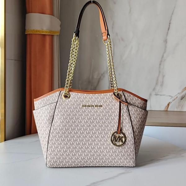 Michael Kors Jet Set Travel Chain Shoulder Tote Bag Witch Dust Bag (70199 Beige)