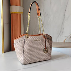 Michael Kors Jet Set Travel Chain Shoulder Tote Bag Witch Dust Bag (70199 Beige)