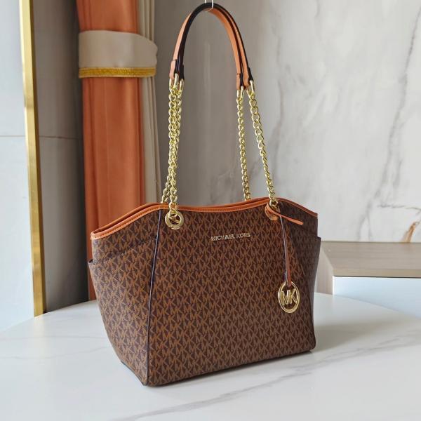 Michael Kors Jet Set Travel Chain Shoulder Tote Bag Witch Dust Bag (70199 Brown)
